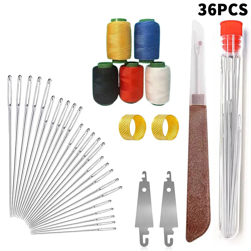 Big Eye Stainless Steel Hand Sewing Needles Kit | 31–36 Pc Set