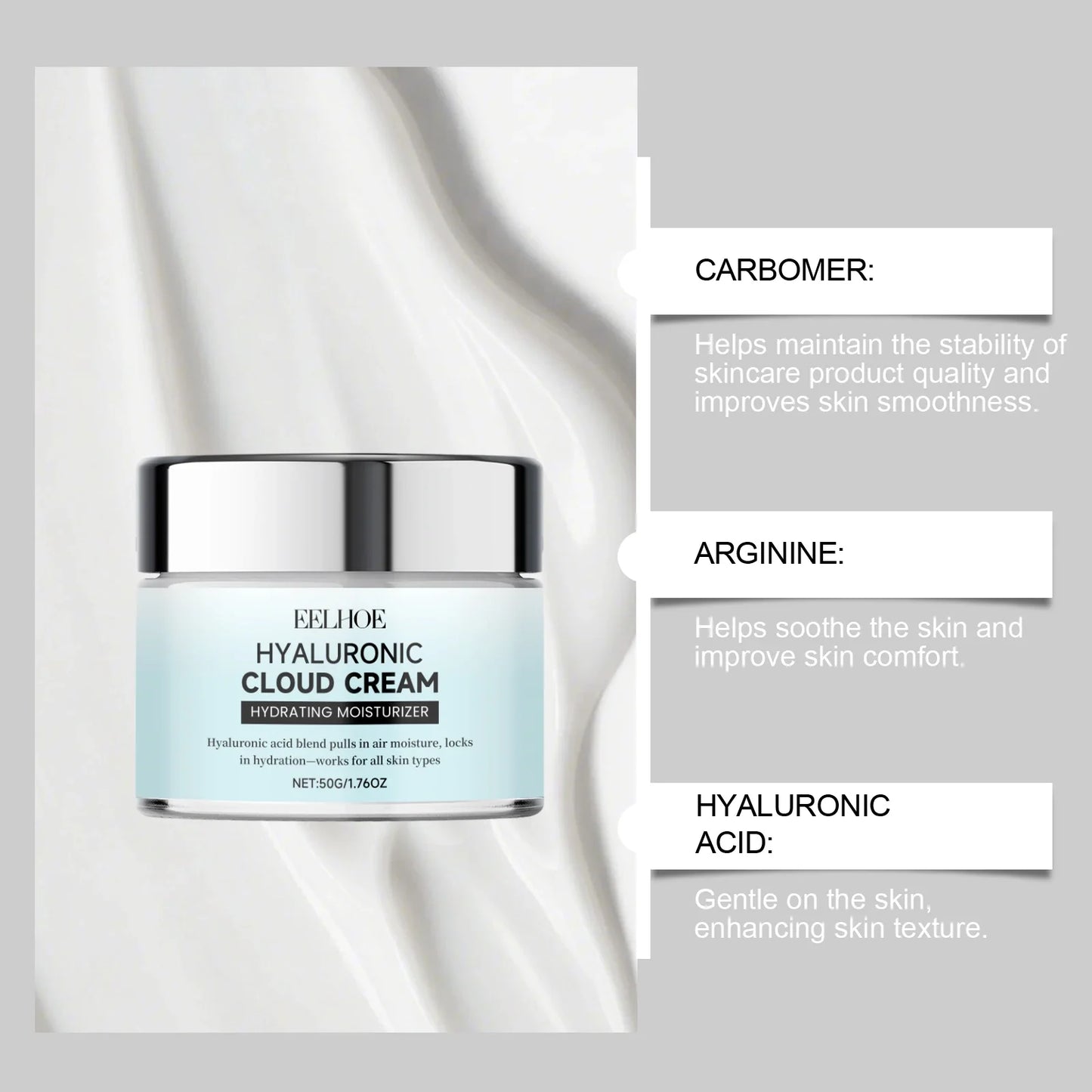 EELHOE Hyaluronic Cloud Cream – Hydrating Face Primer 50g