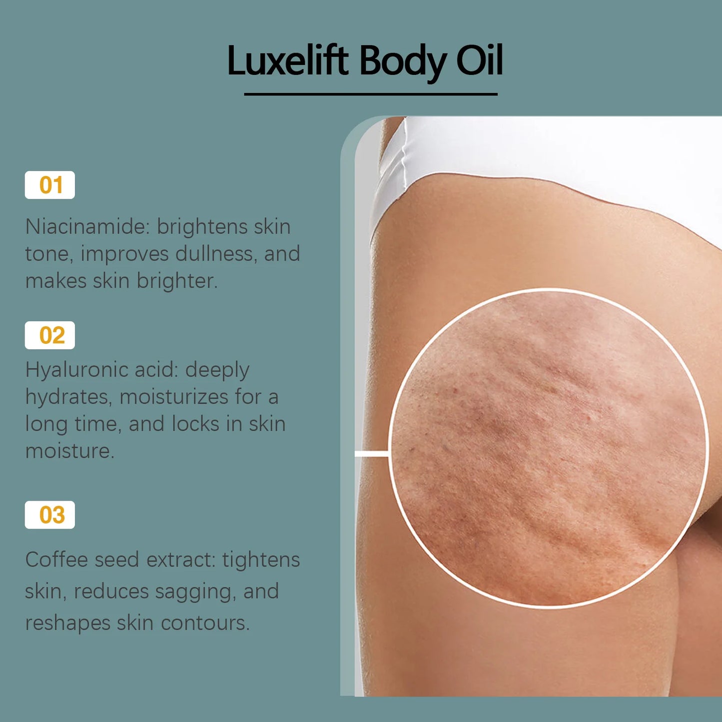 Body Firming Oil – Niacinamide, Hyaluronic Acid & Coffee Extract