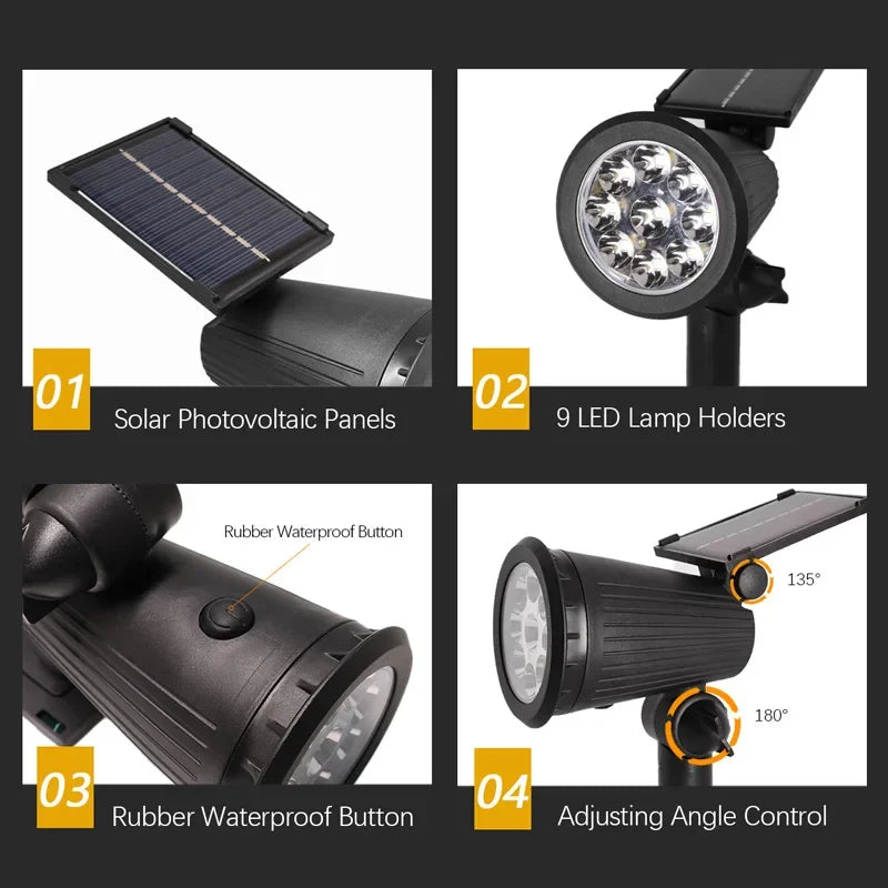 Solar LED Spotlight Outdoor Waterproof Garden Landscape Light