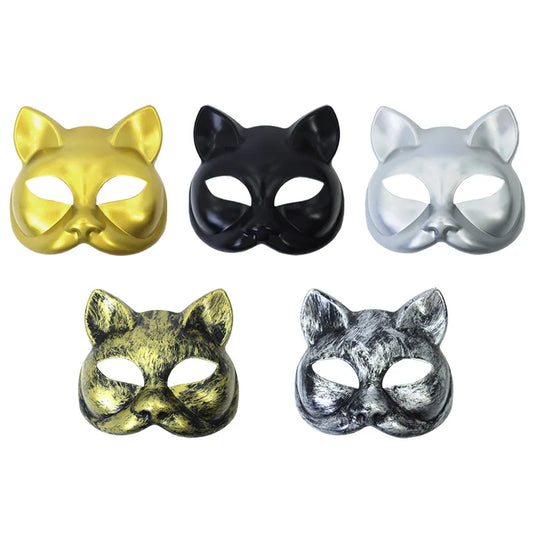 Vintage Cat Half Face Mask | PVC Masquerade Costume Prop Costume Mask Oasis Select