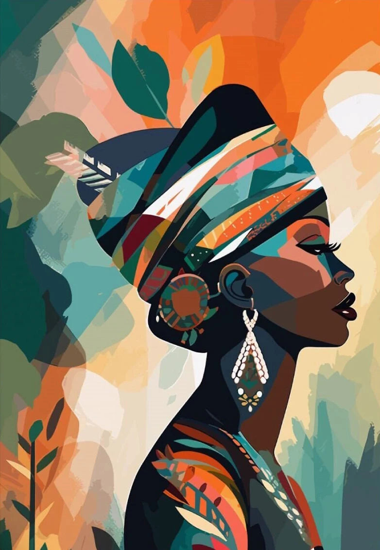 Latina Woman Floral Canvas Wall Art | Ethnic Maximalist Print