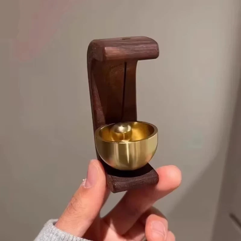 2026 Dopamine Home Wind-Bell Magnetic Inhalation Beech Wood Copper Bell Walnut Ornament Car Door Reminder Decorative Bell Peaceful Pleasures Health and Wellness