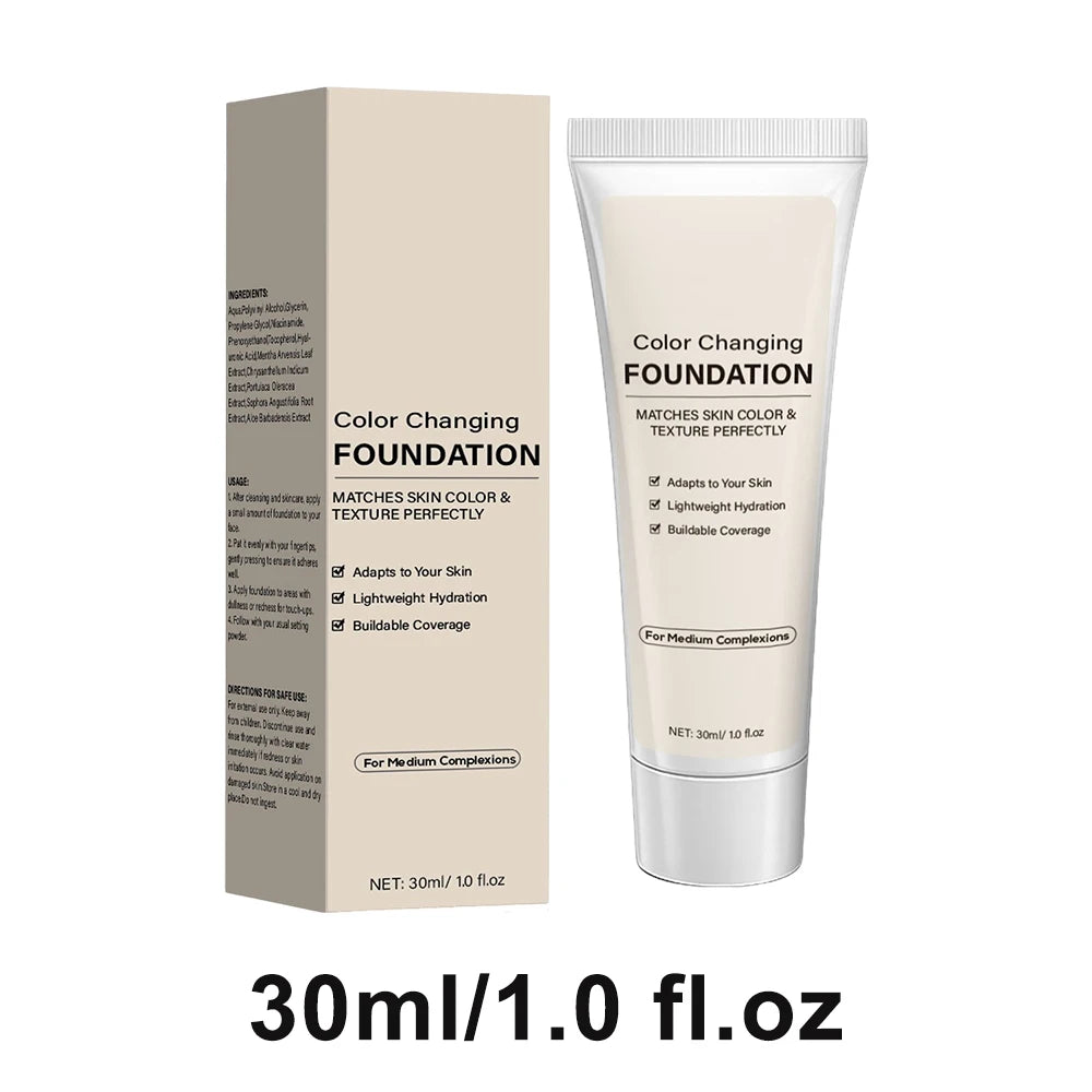 Color Changing Foundation for Women,Instantly Adapts to Your Skin Tone,12-Hour Wear – Natural Dewy Finish - Medium Dark, 30ml Peaceful Pleasures Health and Wellness 30ml