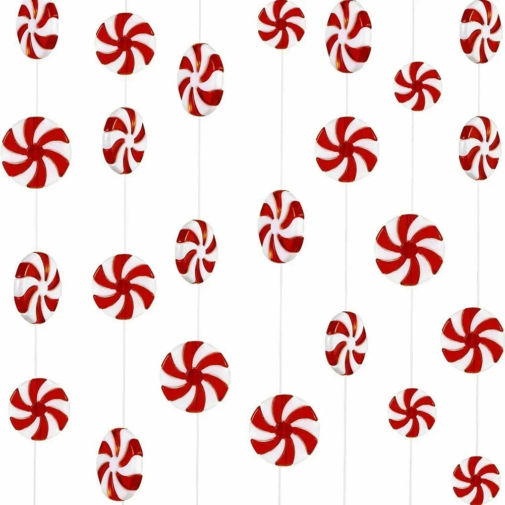 Christmas Candy Acrylic Ornaments – Red & White Set of 30