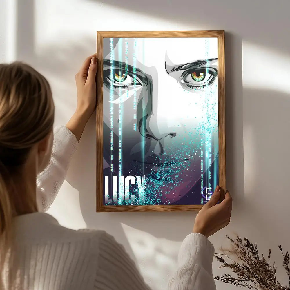 Movie L-Lucy Poster HD Self Adhesive Waterproof Wall Art Ideal for Home Office Dorm Bedroom Great Gift Peaceful Pleasures Health and Wellness White2 30X40cmNoframe