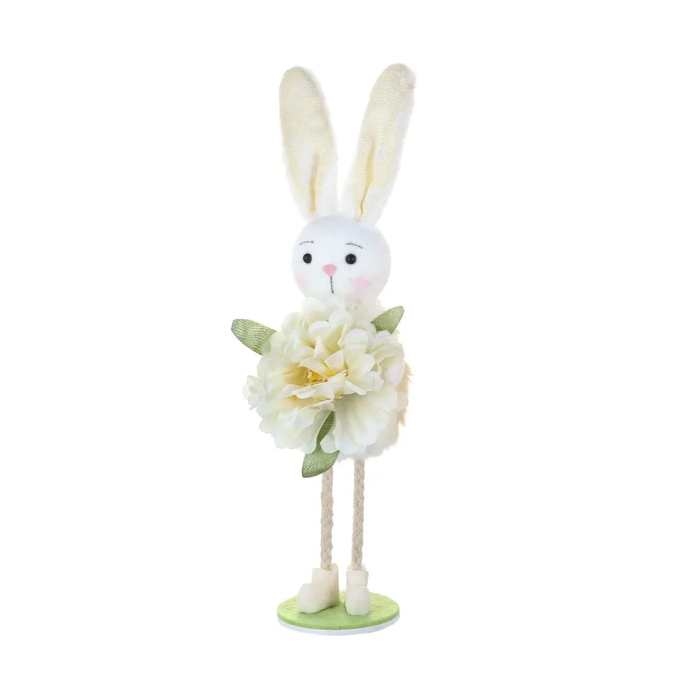 Easter Standing Bunny Figurine | Cartoon Flower Rabbit Ornament