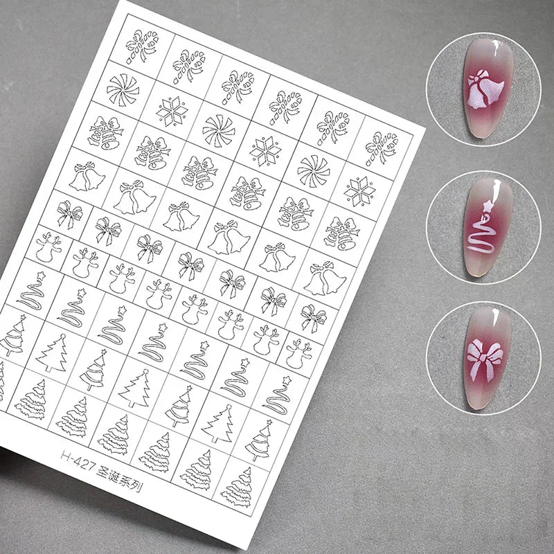 Airbrush Stencil For Nails Winter Snowflake Snow Tree Christmas Decors Hollow Nail Stickers Airbrush French Manicure Tips Peaceful Pleasures Health and Wellness
