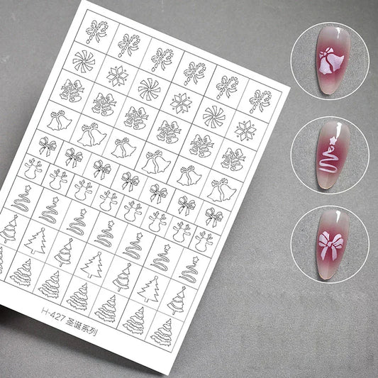 Airbrush Stencil For Nails Winter Snowflake Snow Tree Christmas Decors Hollow Nail Stickers Airbrush French Manicure Tips Peaceful Pleasures Health and Wellness
