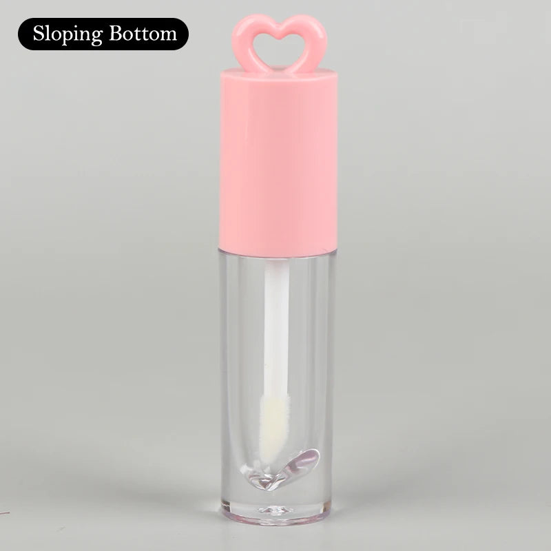 2.5ml Pink Heart-shaped Lip Enamel Tube With Keychain And Brush Rod Lip Gloss Tube Empty Bottle Lips Glaze Container Makeup Tool Peaceful Pleasures Health and Wellness Sloping bottom Pink