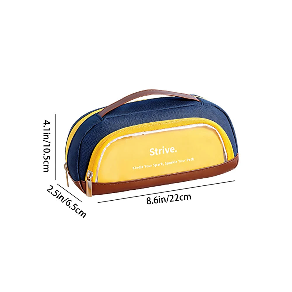 Large Capacity Boys' Contrasting Pencil Case Simple Vertical Portable