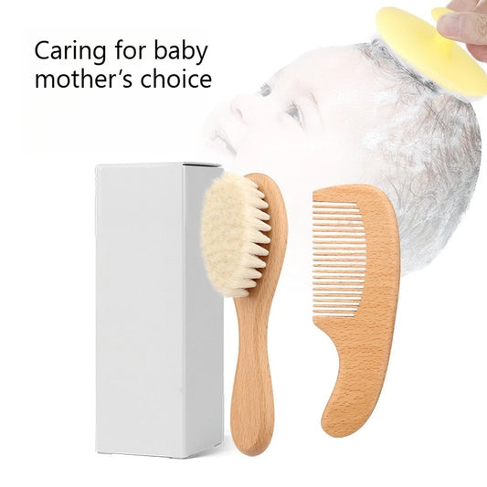 Baby Beech Wood Comb & Bath Brush Set | Gentle Grooming Kit Baby Grooming Set Peaceful Pleasures Health and Wellness