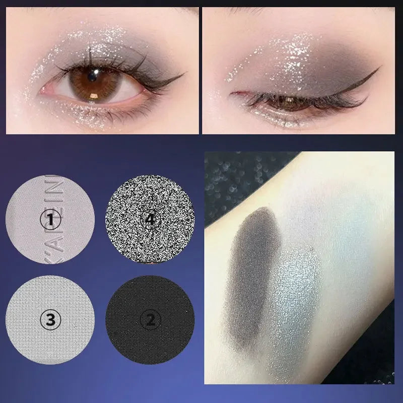 4-Color Punk Smokey Eyeshadow Palette – Glitter Matte Shimmer