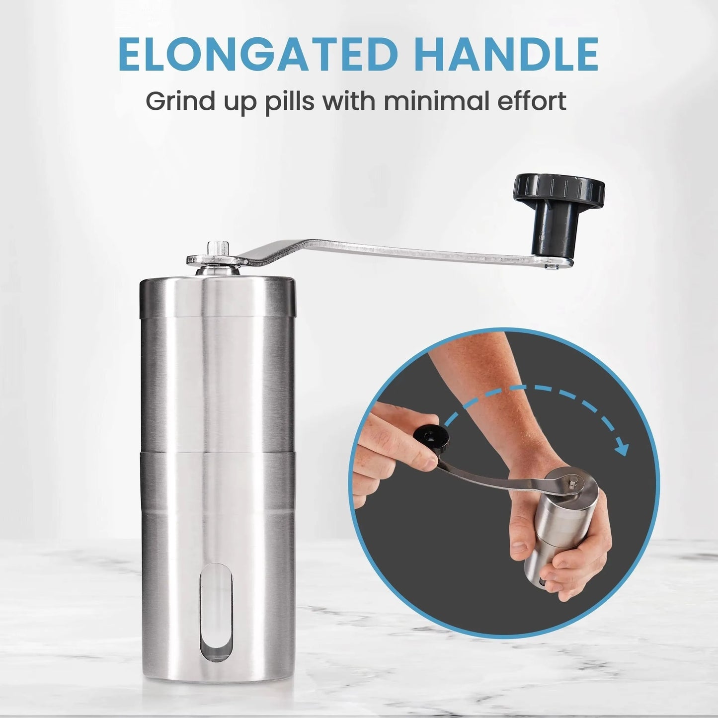 Pill Crusher - Stainless Steel Pill Grinder - Large Capacity Pill Splitter - Cuts Pills Into Fine Powder, Mills For Feeding Tube Peaceful Pleasures Health and Wellness