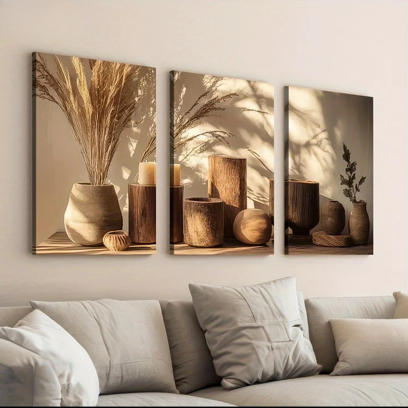 3-Piece Minimalist Floral Canvas Wall Art Set – Unframed Prints Canvas Wall Art Peaceful Pleasures Health and Wellness 60x90cm No Frame ZLH11324-3pcs