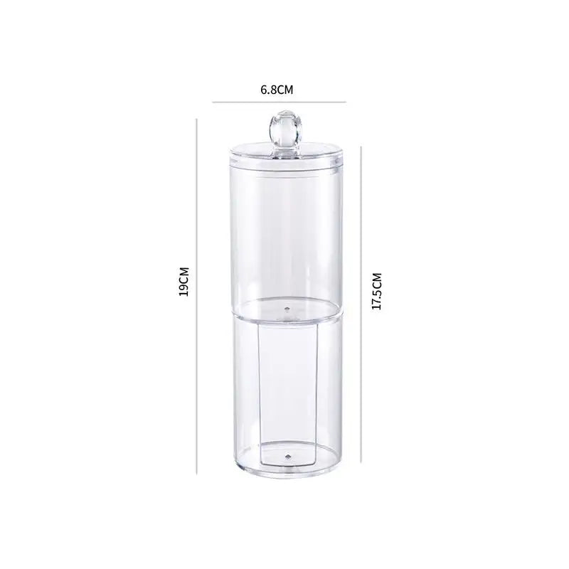 Round Acrylic Cotton Swab Box With Lid Dustproof Makeup Cotton Storage Toothpick Organizer Box Peaceful Pleasures Health and Wellness A4