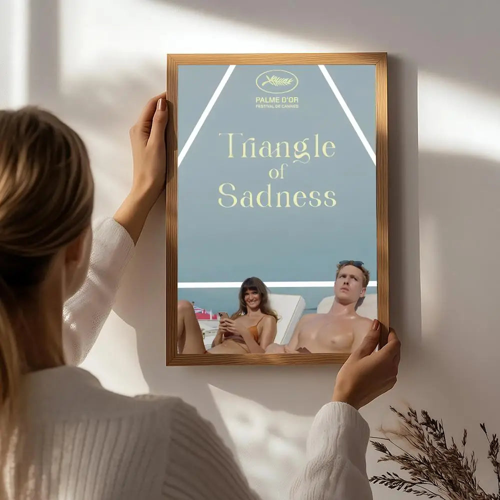 Movie T-Triangle of Sadness Poster HD Self Adhesive Waterproof Wall Art Ideal for Home Office Dorm Bedroom Great Gift Peaceful Pleasures Health and Wellness White7 15X20cmNoframe