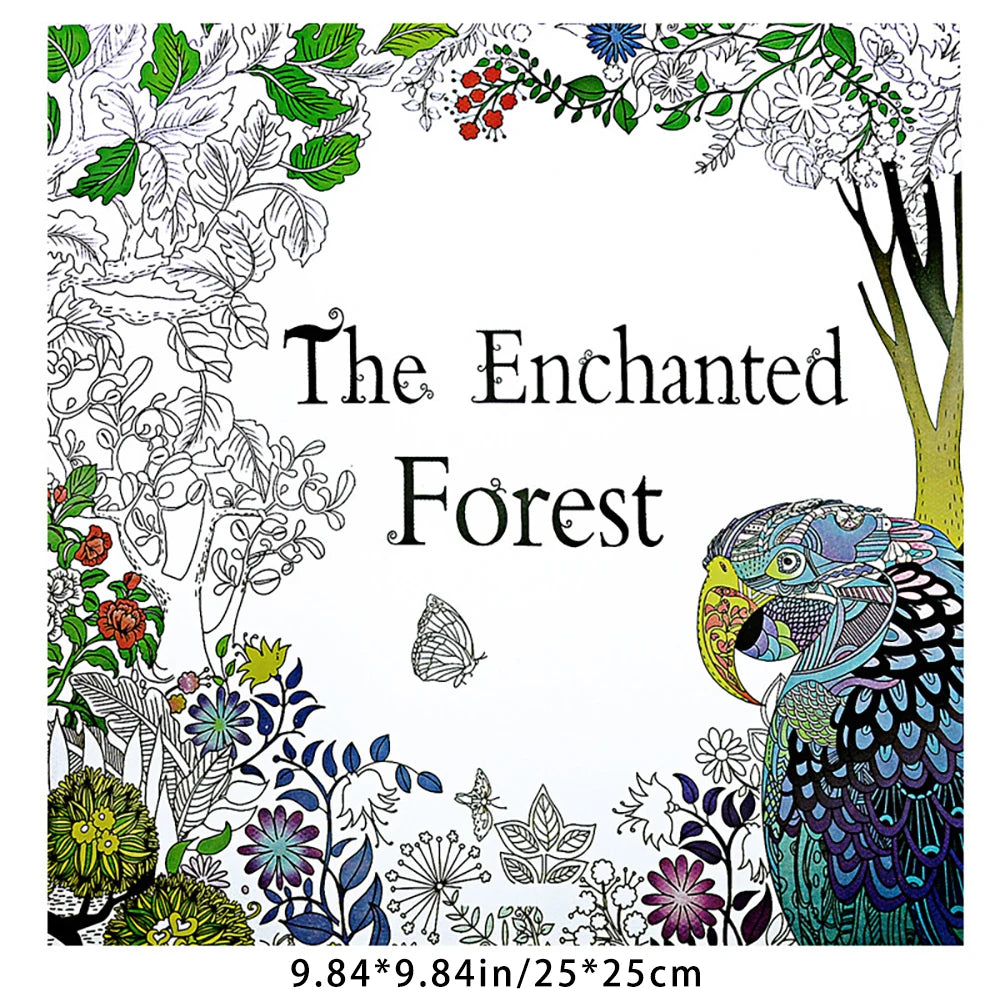 12 Sheets 24 Pages Secret Garden Stress Relief Hand Drawn Coloring
