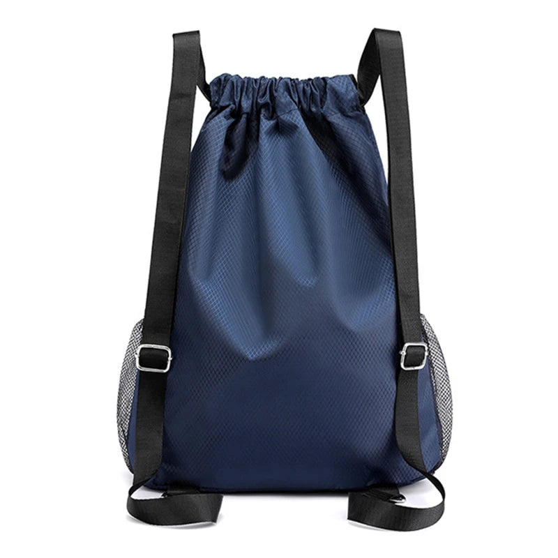 Backpacks Women Men Large Capacity Bundle Pocket Drawstring Bag For Unisex Sports Casual Backpack Solid Color Travel Bags Peaceful Pleasures Health and Wellness Deep Blue L