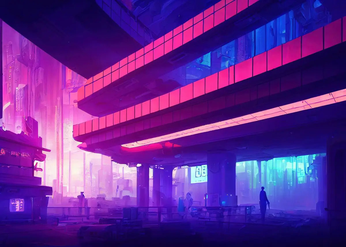 Cyberpunk Neon City Poster Fantasy Collection Wall Art for Passionate Decor Enthusiasts Peaceful Pleasures Health and Wellness
