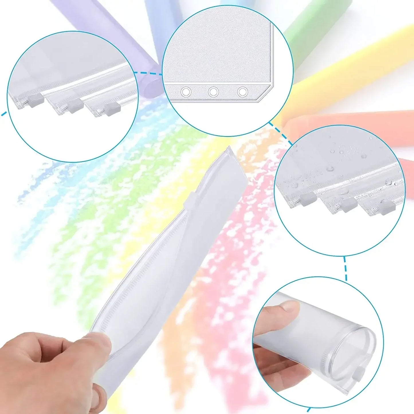 A6 6-Hole Zipper Binder Pockets – Waterproof PVC Budget Envelopes