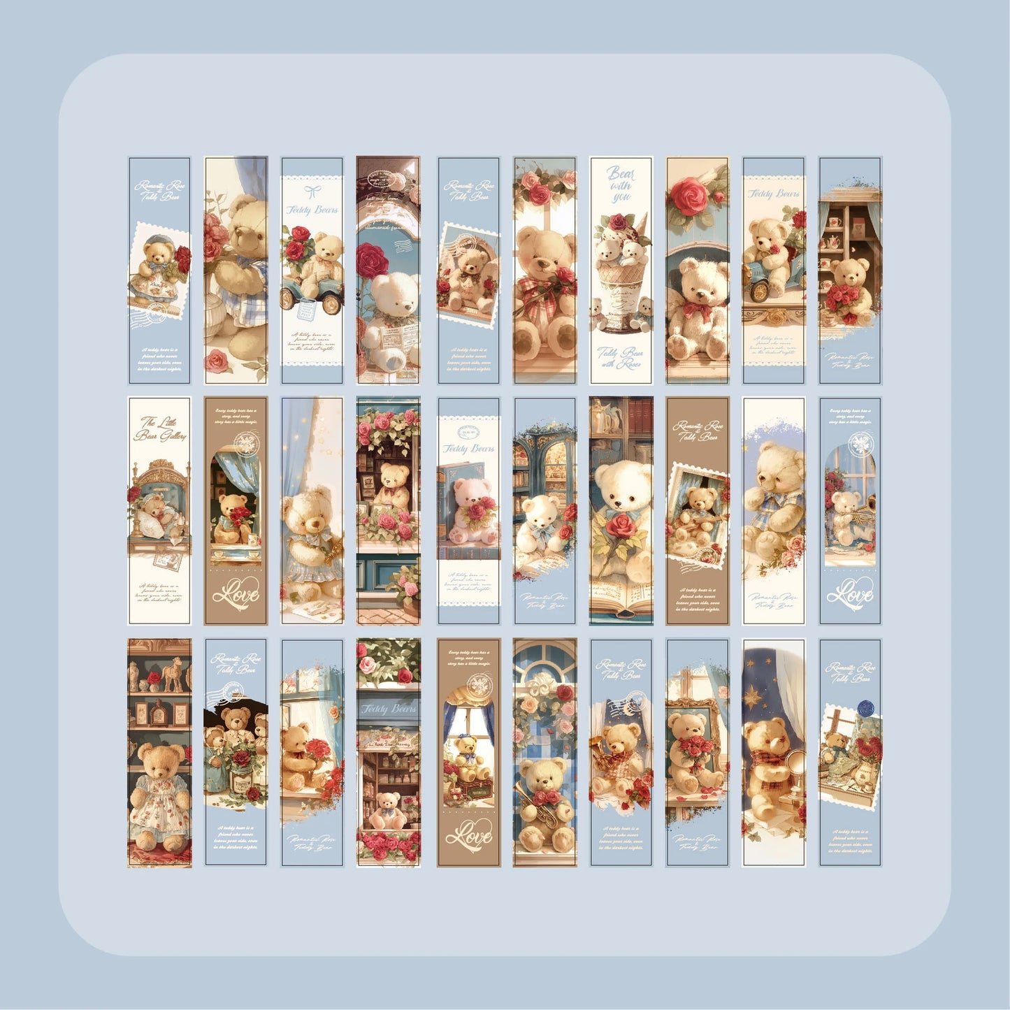 30 Box Bookmarks Teddy Bear Romantic House Dreamy Theme Warm Healing