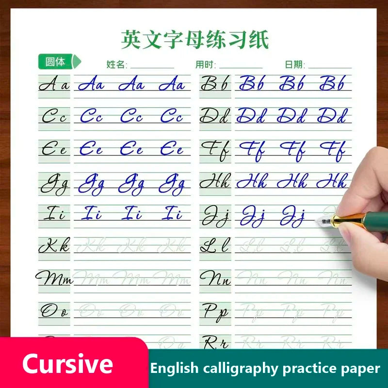 18-Page Cursive English Calligraphy Learning Book Letter Handwriting