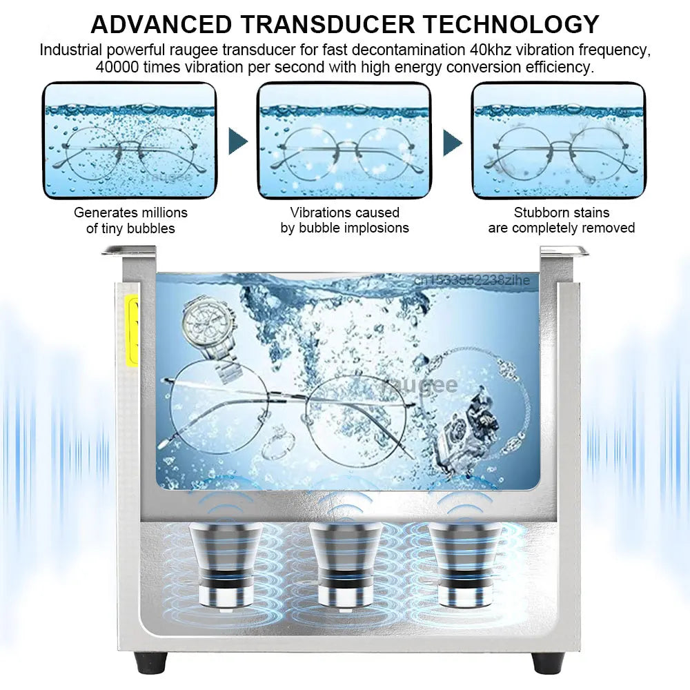 Ultrasonic Cleaner 40KHZ High Frequency Vibration Ultrasonic Washing Bath for Jewelry Watches Denture Glasses Ultrasonic Cleaner Peaceful Pleasures Health and Wellness