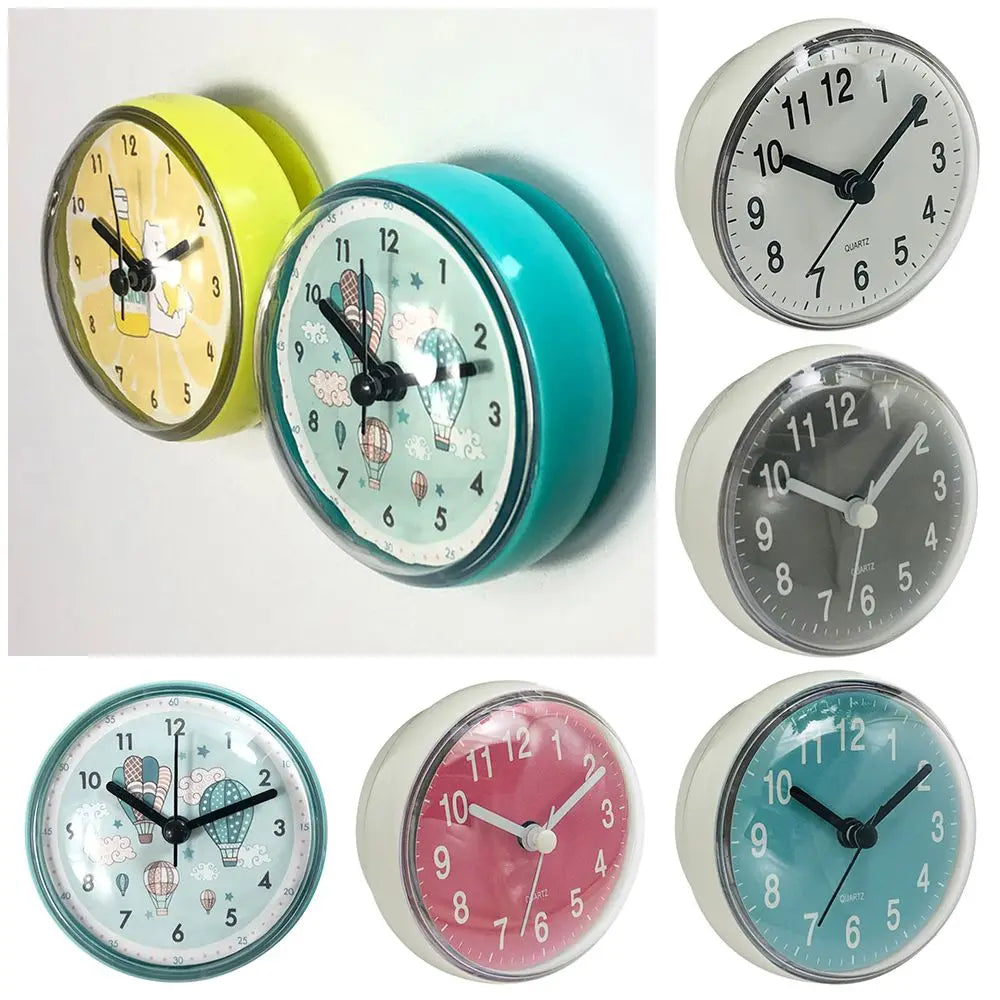 Mini Sucker Wall Clock Bathroom Anti-Fog Waterproof 7cm Kitchen Toilet Living Room Waterproof Small Quartz Table Clock Peaceful Pleasures Health and Wellness