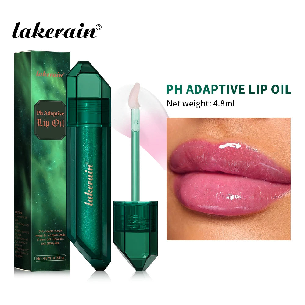 PH Adaptive Color Lip Oil Instant Glass Shine Plumping Finish Iridescent Shine Lip Oil Long-lasting Hydration Smooth Lip Care Peaceful Pleasures Health and Wellness Adaptive Lip Oil