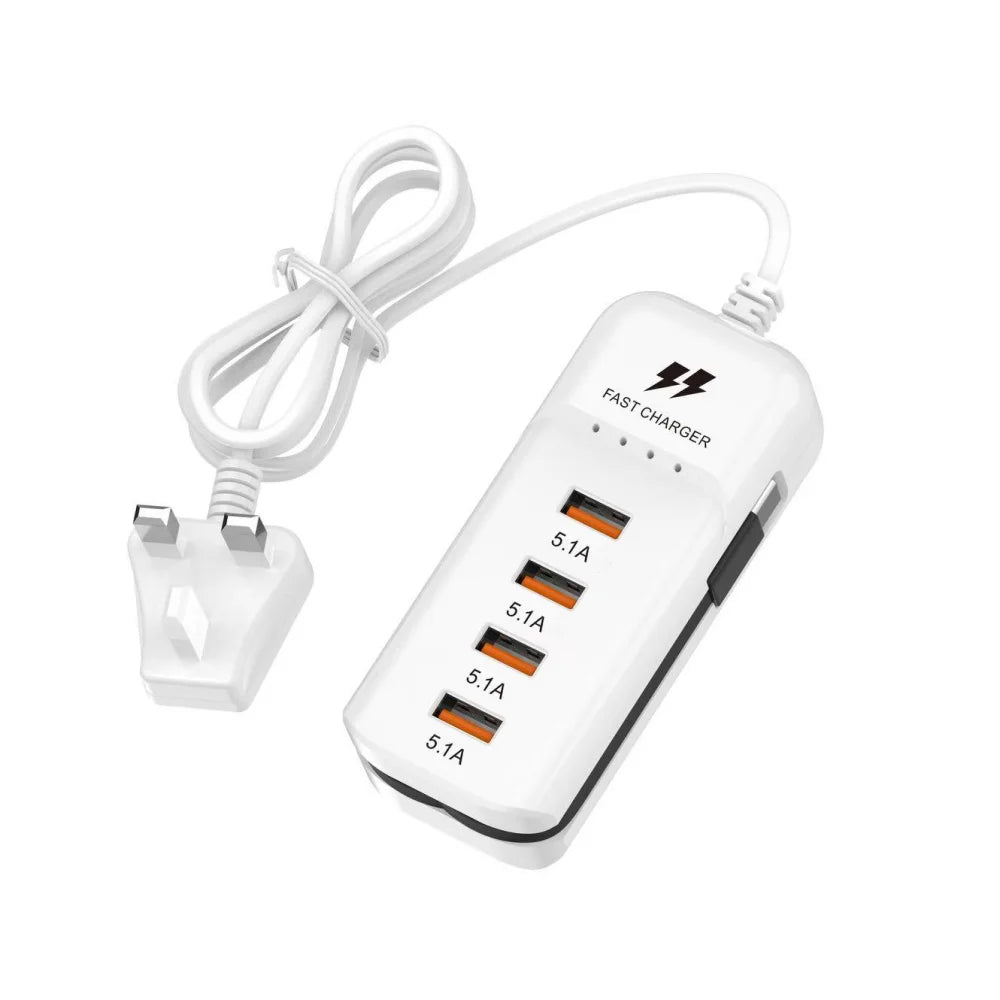 66W USB-C Fast Charger Station PD QC3.0 | 4-Port Wall Charger