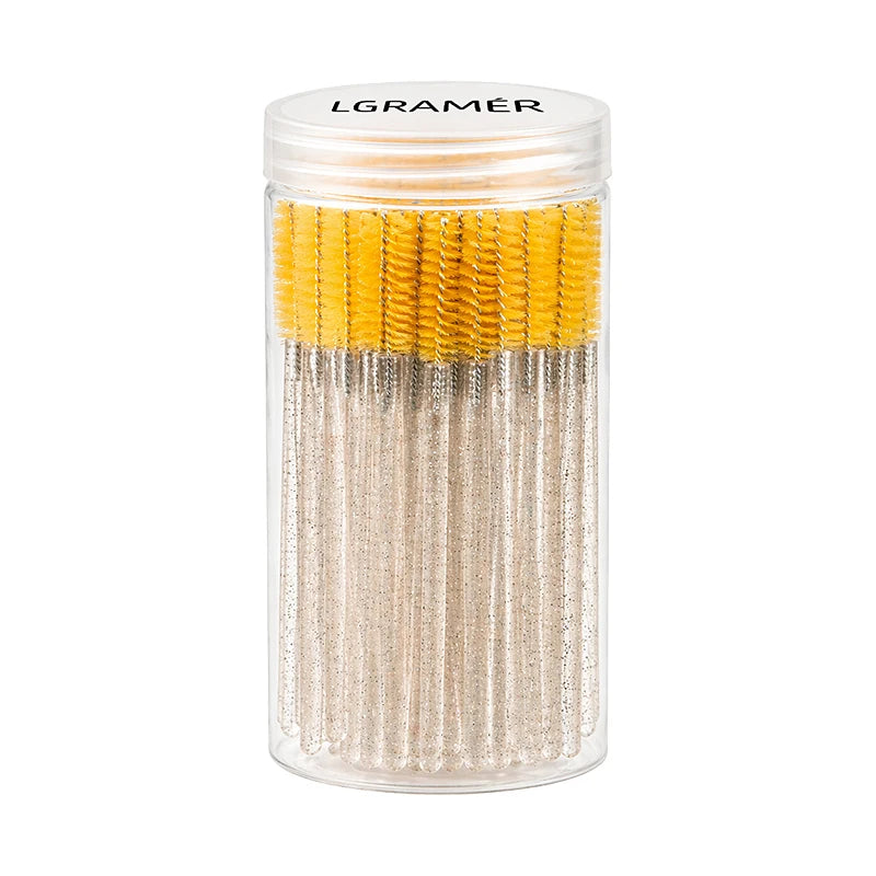 Multiple colors 50/100 pcs Extension Eyelash brush Disposable Eye lashes Make Up Brushes Mascara Wand Applicator Makeup tools Peaceful Pleasures Health and Wellness Yellow-100pcs