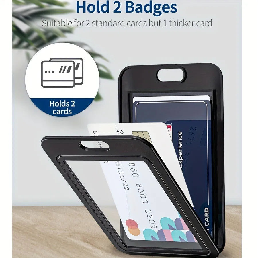 Vertical Card Holder With Double-Sided Hard Plastic Vertical Card Bag, Black Id Card, Credit Card, Key Card Protection Cover Peaceful Pleasures Health and Wellness