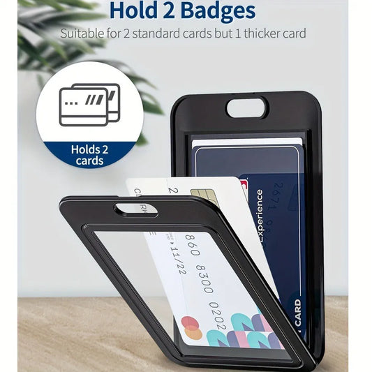 Vertical Card Holder With Double-Sided Hard Plastic Vertical Card Bag, Black Id Card, Credit Card, Key Card Protection Cover Peaceful Pleasures Health and Wellness