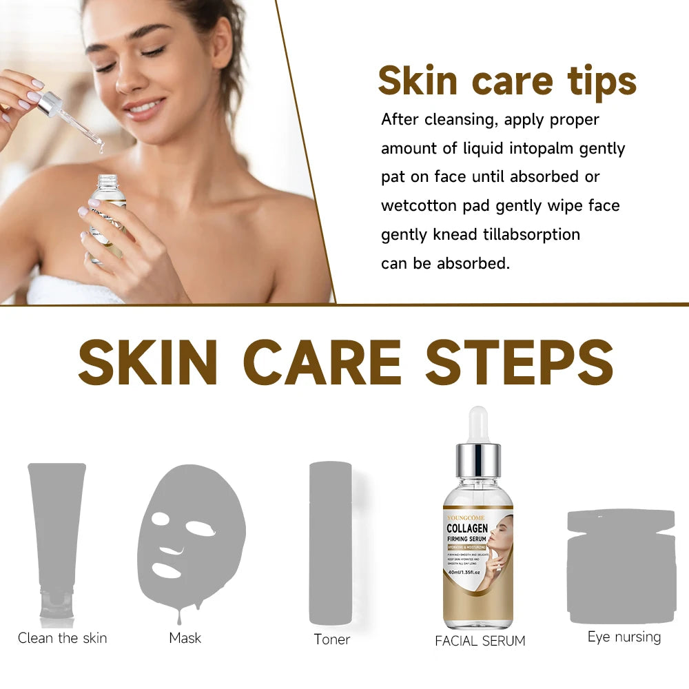 Collagen Cream Set Moisturizing Brightening Hydrating Smooth Wrinkles Firming Facial Face Suitable for travel packages Peaceful Pleasures Health and Wellness