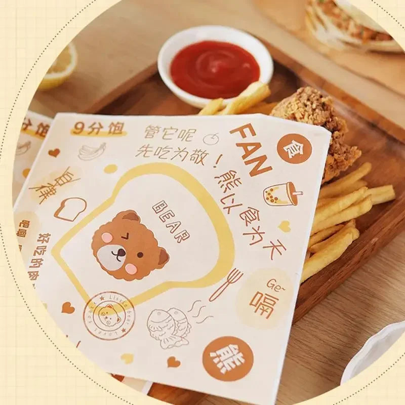 Disposable Wax Food Wrappers for Sandwiches & Burgers – 50 Pcs