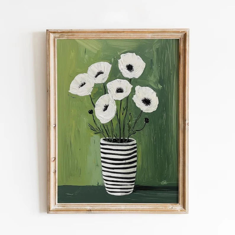 Scandinavian Abstract Anemone Canvas Wall Art Print | Minimalist Canvas Wall Art Print Peaceful Pleasures Health and Wellness