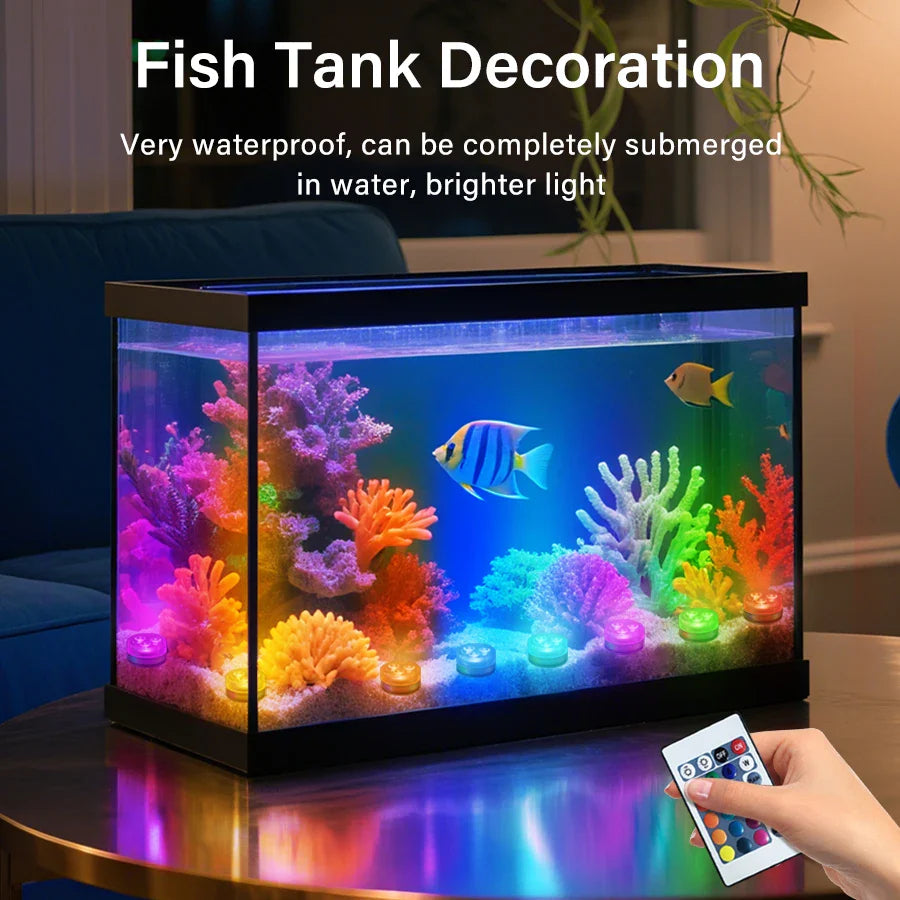 RGB LED Submersible Light with Remote – IP68 Pool & Garden Lamp