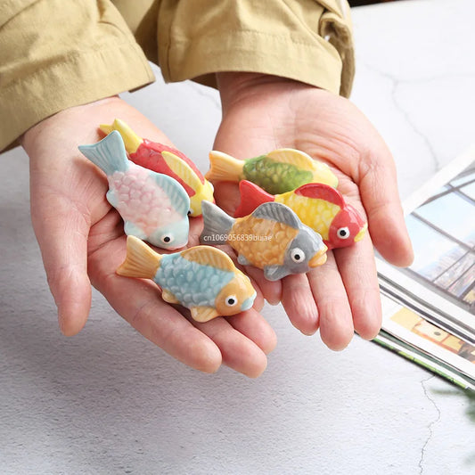 Cute Fish Ceramic Chopstick Rest | Utensil Holder & Table Decor Chopstick Rest Peaceful Pleasures Health and Wellness
