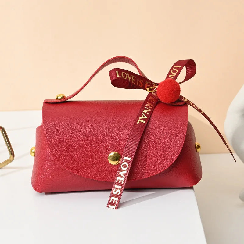 Leather Mini Gift Bag with Bow – Wedding & Party Favour Bag