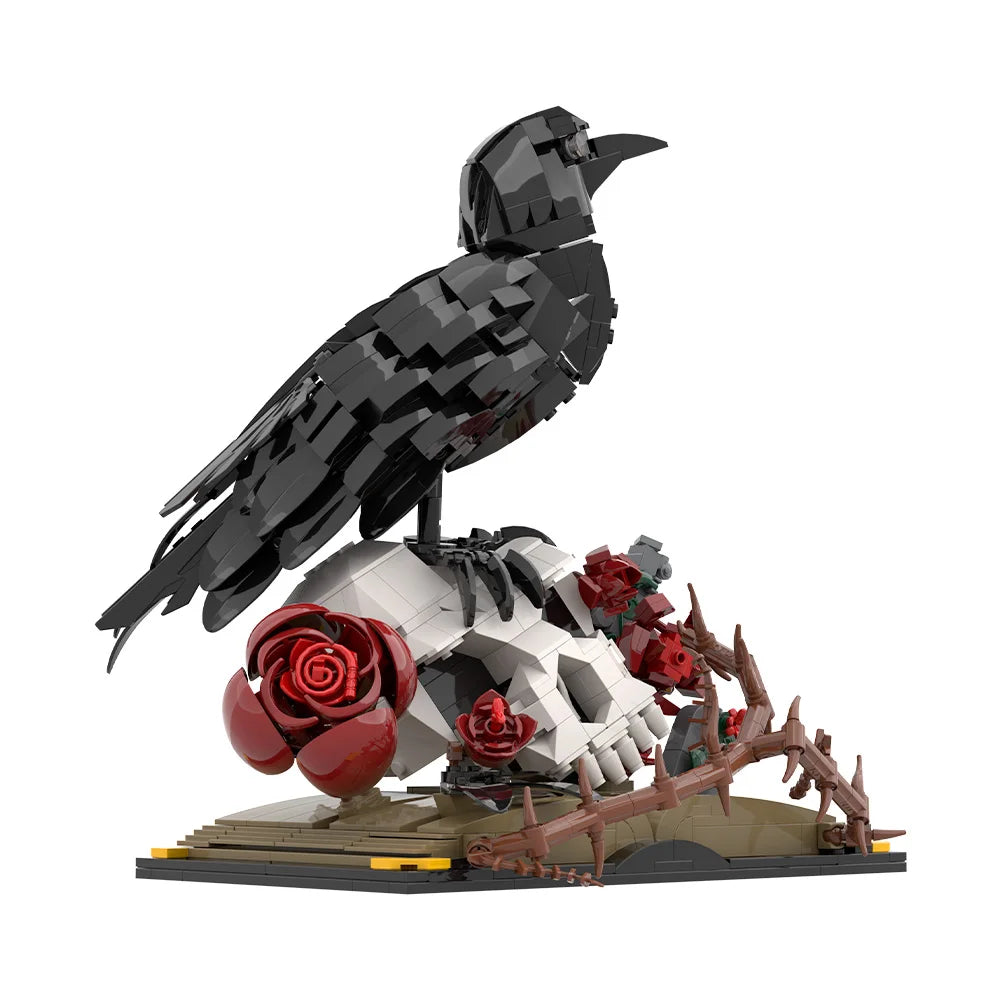 Gothic Crow Skull Roses MOC Building Blocks Set – 733 Pcs