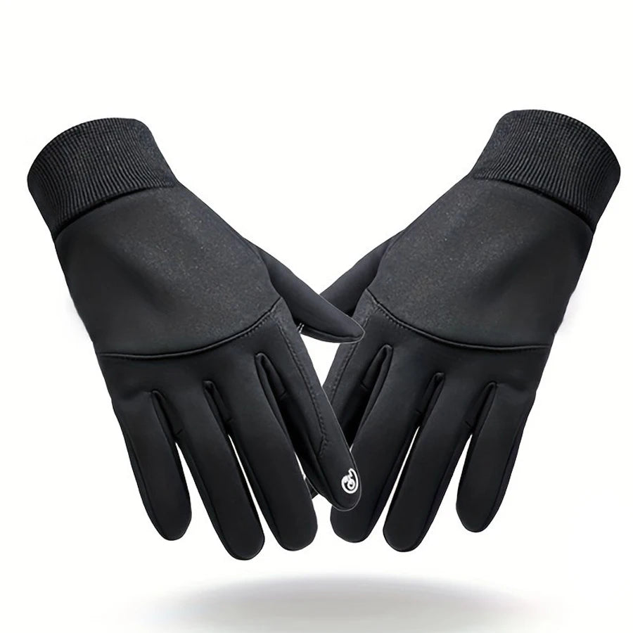 1Pair Outdoor Autumn And Winter Plus Velvet Warm Gloves For Men And Women, Touch Screen Non-slip Bicycle Riding Gloves Peaceful Pleasures Health and Wellness black S