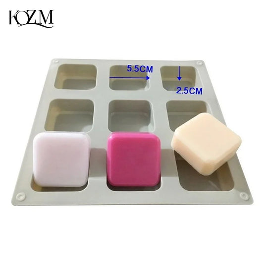 9-Cavity Silicone Soap Mold | Square Handmade Soap Bar Mold Silicone Soap Mold Oasis Select