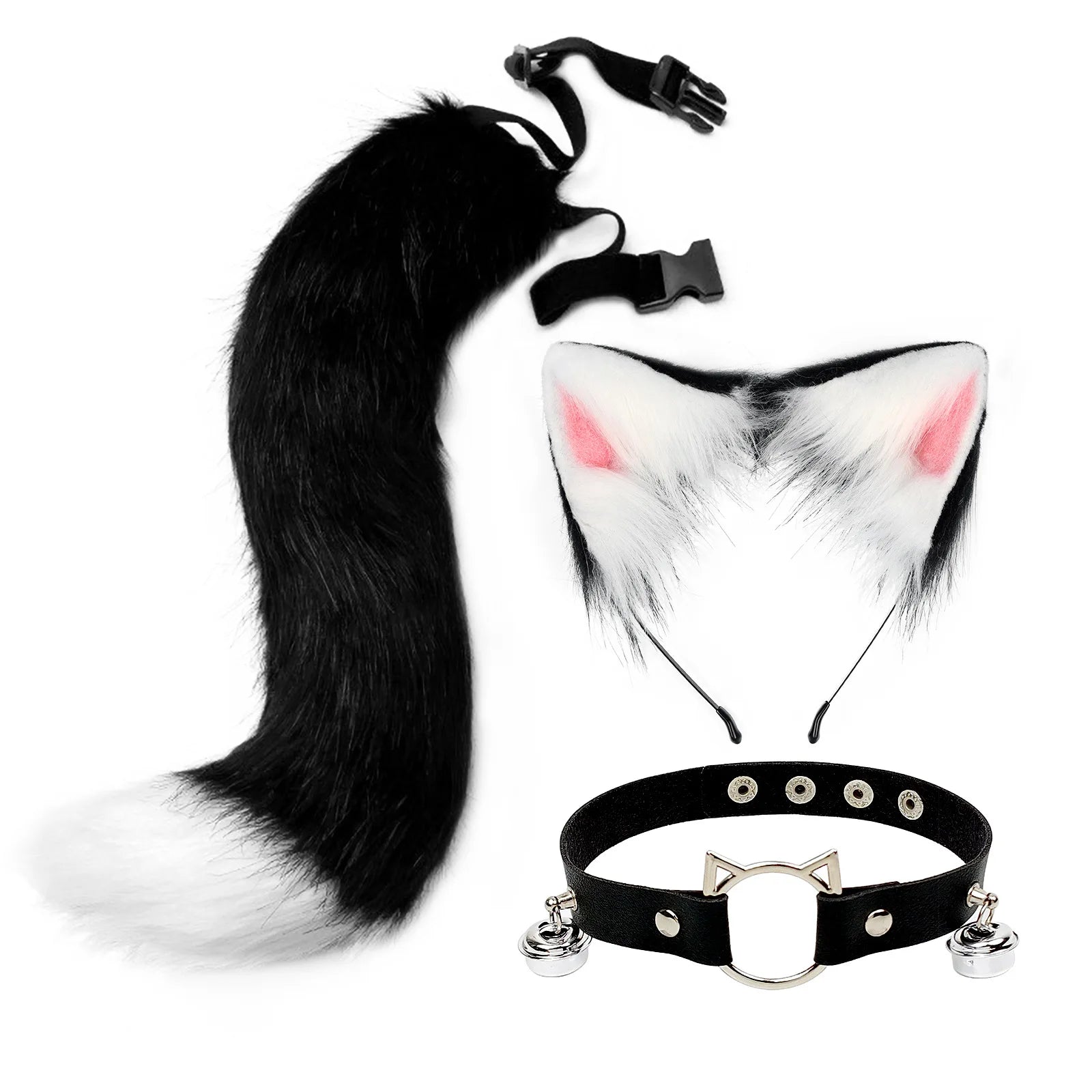 Cat Ear Headband Fox Tail Cosplay Set | Anime Beast Ears Cosplay Accessories Set Peaceful Pleasures Health and Wellness black