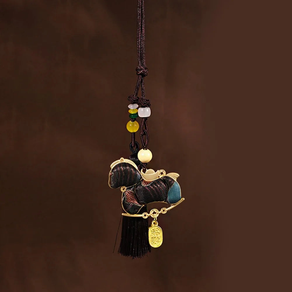 Chinese New Year Horse Embroidered Satin Tassel Pendant