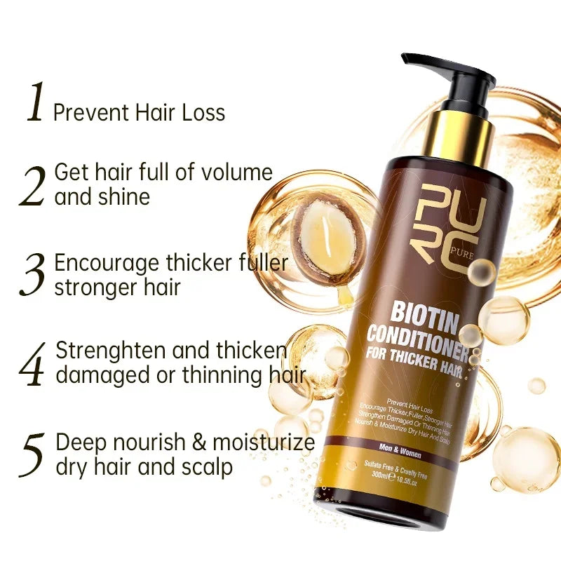 PURC Biotin Hair Growth Shampoo, Conditioner & Oil Set