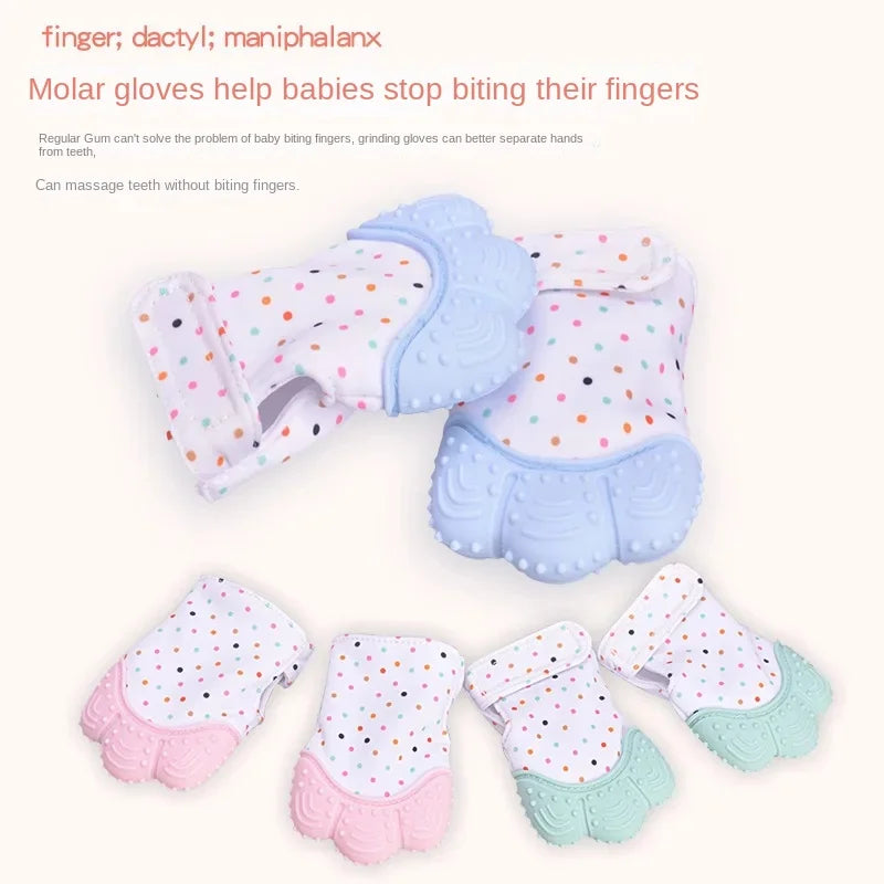 Soft Silicone Baby Tooth Glue Gloves Chewing Toy for Newborns Anti Biting Hand Gloves Teething Relief with Vocalize Design Peaceful Pleasures Health and Wellness