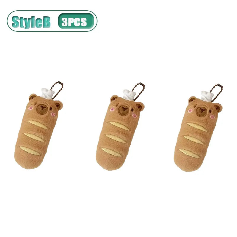 Capybara Plushie Keyring – Cute Anime Bread Topper Fluffy Toy