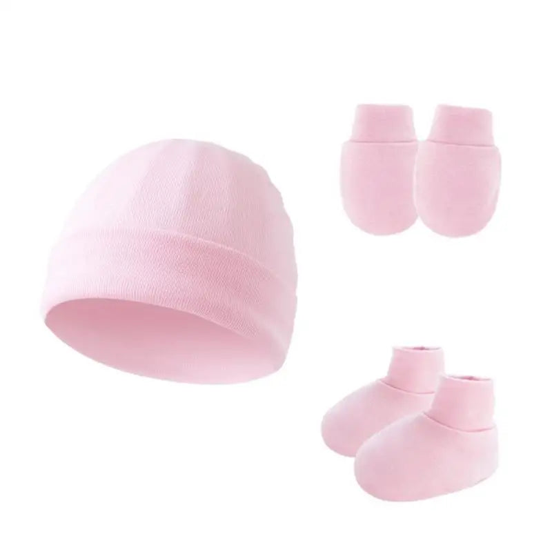 Newborn Baby Hat Gloves & Booties Set – Soft Cotton 0–9M