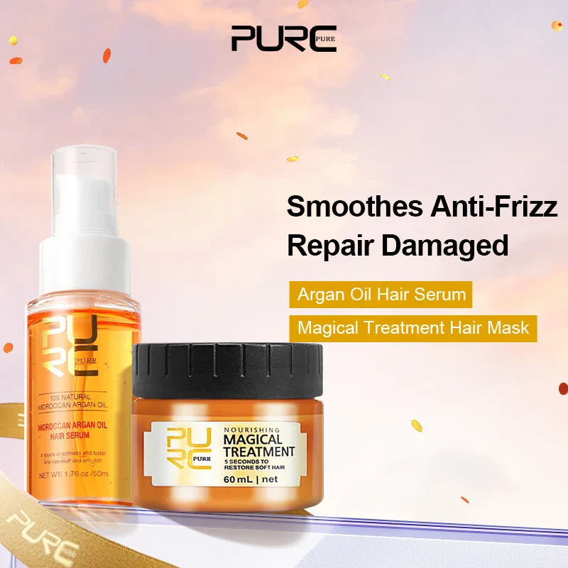 PURC Hair Mask & Argan Oil Set – Keratin Smoothing Treatment
